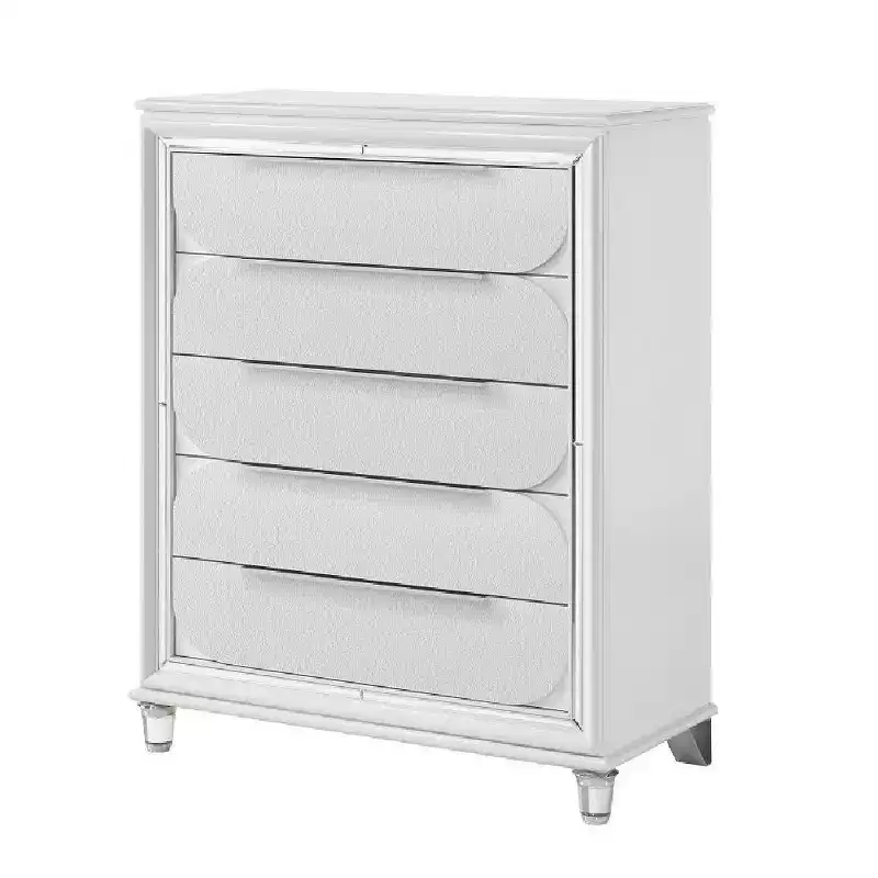Acme Furniture 38.39 Tarian Decorative Storage Drawer Pearl White Finish: 5-Drawer Chest, Wood Composite, No Assembly Required
