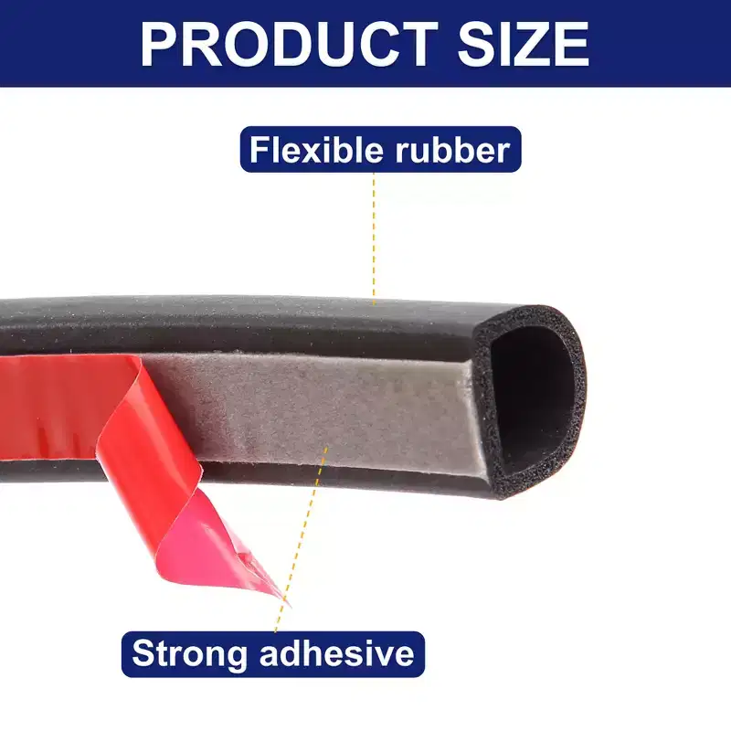 Unique Bargains 5m 16.4ft Universal Car Door D Shape Rubber Weather Waterproof Seal Strip