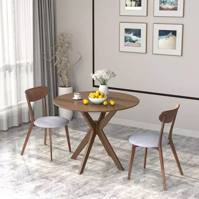 Costway 3 PCS Dining Table Set Modern Round Kitchen Table and Chairs Set for Dining Room