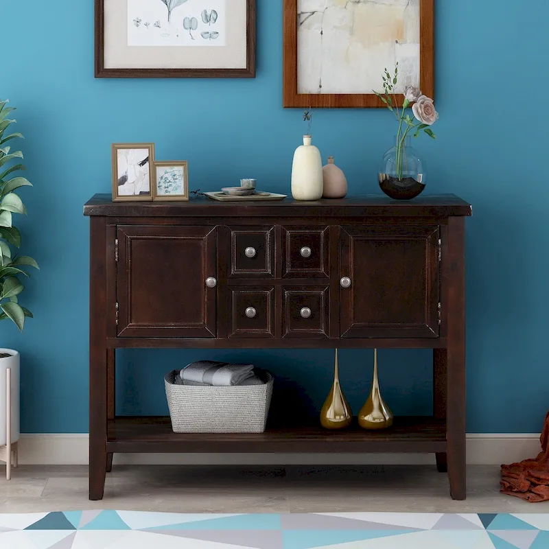 Modern Buffet Sideboard Console Table with Bottom Shelf