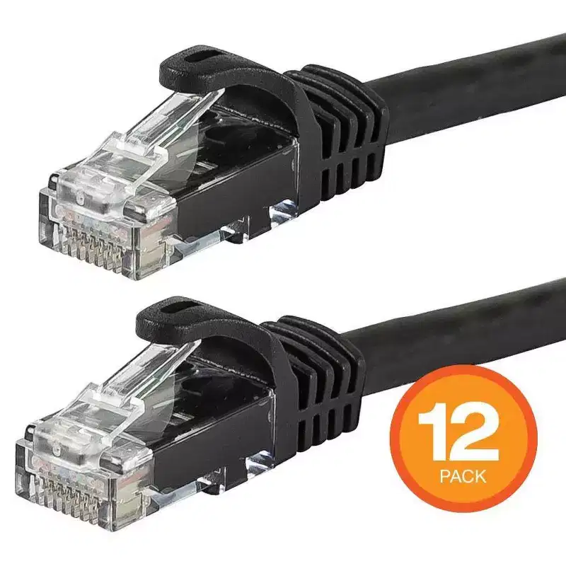 Monoprice Cat6 Ethernet Patch Cable - 3 Feet - Black (12 Pack) Snagless RJ45, 550MHz, UTP, Pure Bare Copper Wire, 24AWG - FLEXboot Series