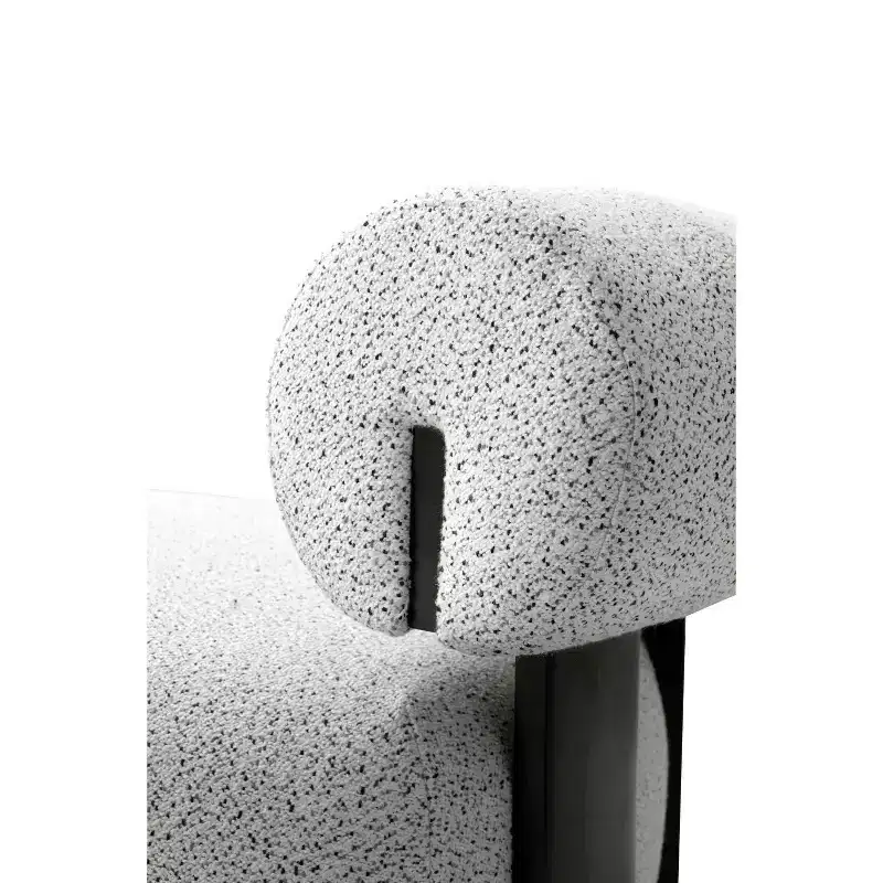 Bartow Modern Woven Fabric Upholstered Accent Chair | Ivory & Black Polka Dot | Ash Wood Frame