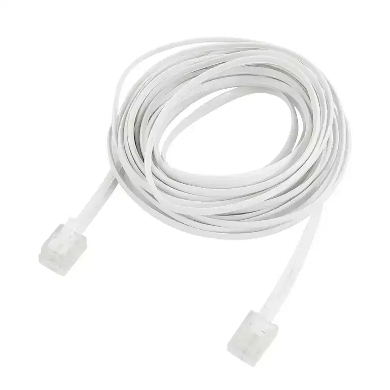 Unique Bargains Clear White Telephone Line Cable 15 Foot 1 Pc