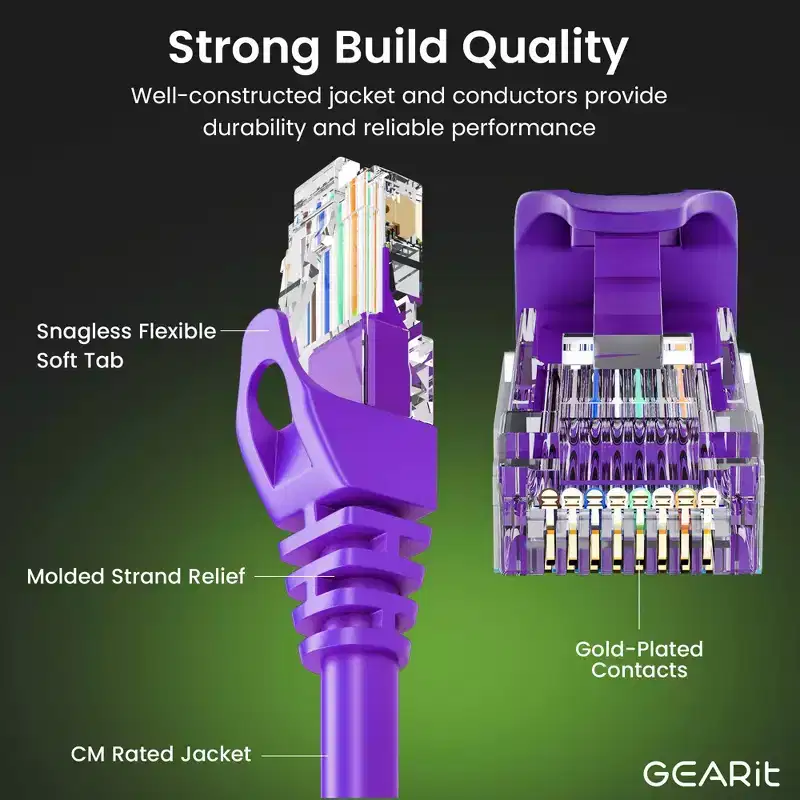 GEARit Flexible Soft Boot Cat6 Ethernet Patch Cable, Purple - 2ft