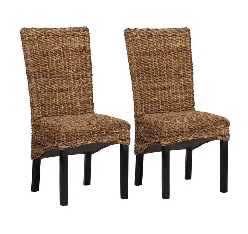 Christopher Knight Home Classic Harper Rattan and Wood Dining Chair (Set of 2), Brown/Black