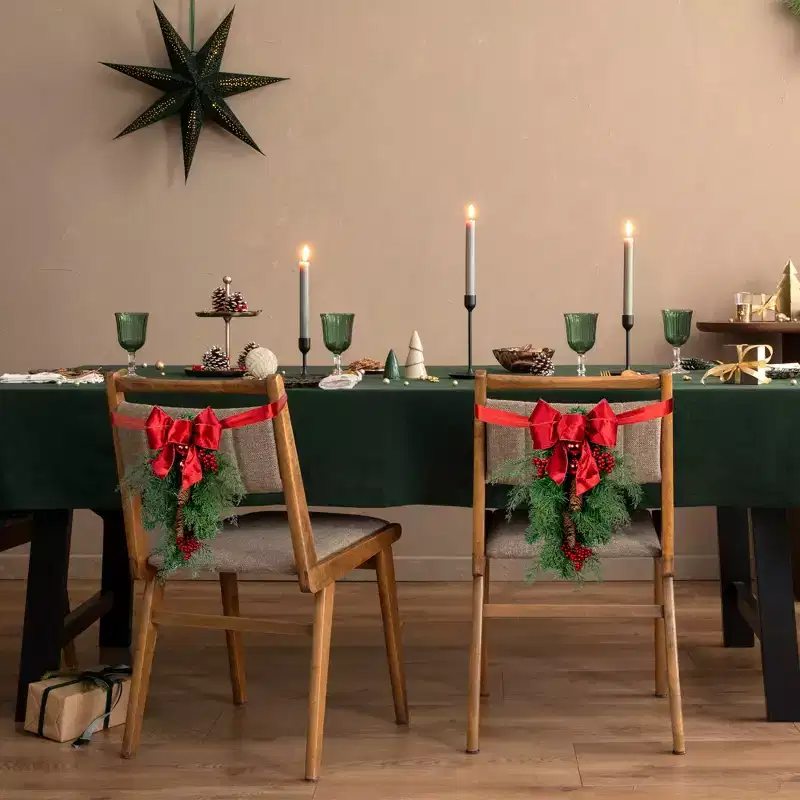Northlight Set of 2 Mixed Cedar and Pine Christmas Chair Back Swags