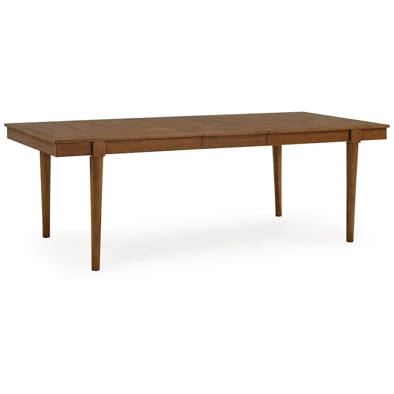 Dining Table, Tapered Legs, Extendable 74-92 Inch Brown Hardwood
