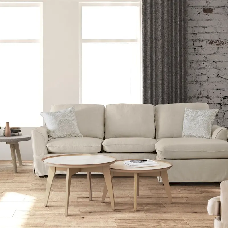Gami Transitional Linen Fabric Skirted Sectional by Furniture of America