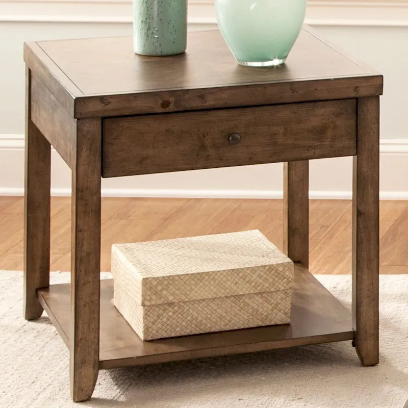 Mitchell Nutmeg Brown Cedar End Table for Living Room