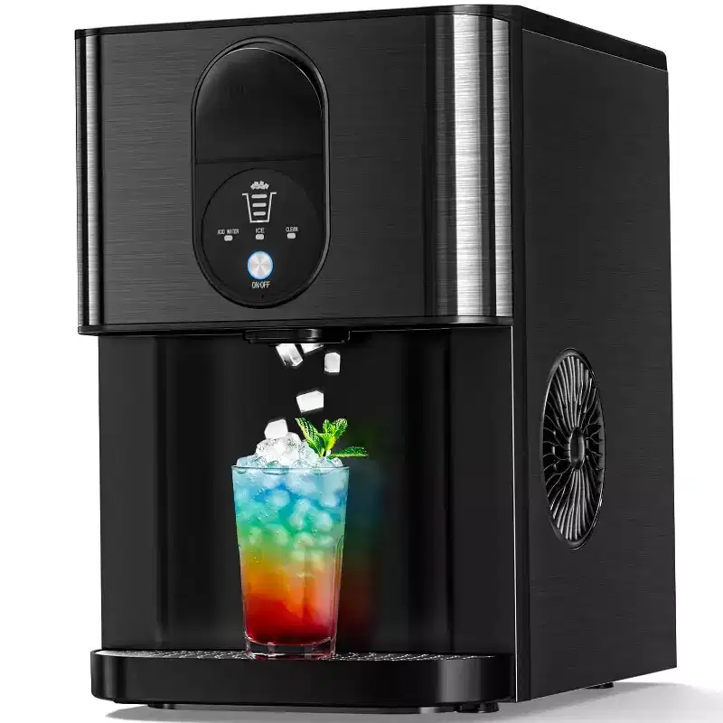 ZAFRO Nugget Ice Maker Countertop, 44Lbs/24H Pellet Ice Machine with Self-Cleaning & Water Reservoir - Chewable Pebble Ice Maker for Home