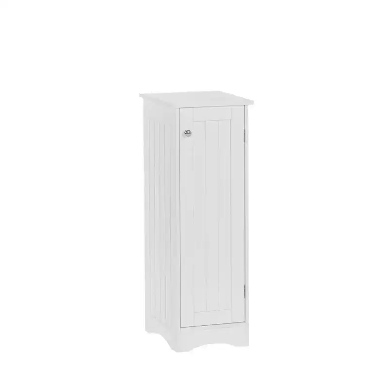 RiverRidge Ashland Single Door Narrow Bathroom and Laundry Storage Cabinet with Adjustable Shelves - White
