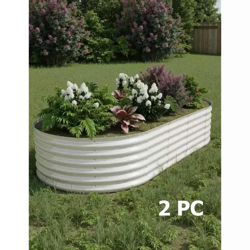 2 Pack Steel Raised Garden Bed 8x4x1.5ft,Metal Deep Root Planter Box for Vegetables Flowers Herbs,Large Oven Garden Planting Bed,Easy Assembly
