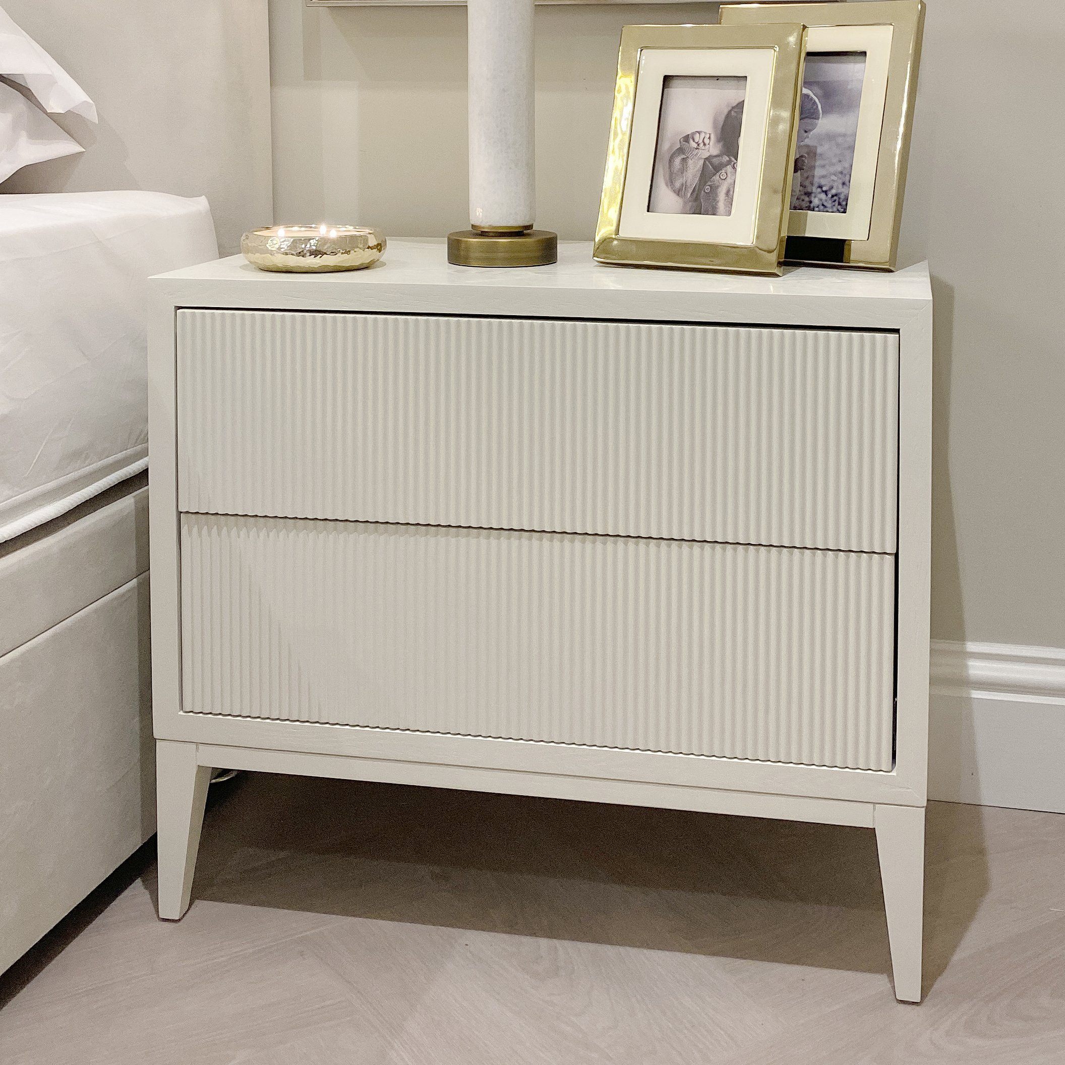 Ivory Wide Bedside Table