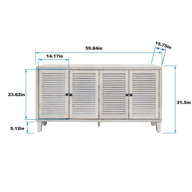 Accent Cabinet 4 Shutter Door Wooden Cabinet Sideboard Buffet Cabinet