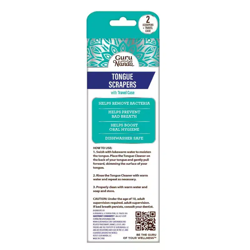 GuruNanda Spoon Shaped Stainless Steel Tongue Scrapers - 2ct