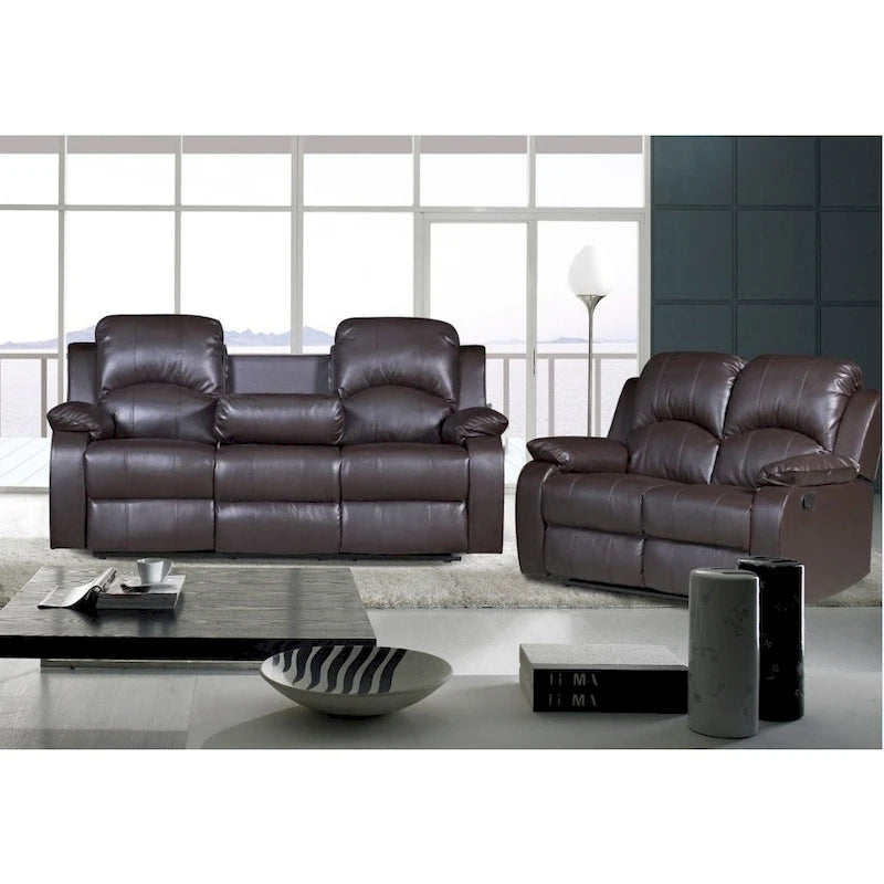 Nadia 2-piece Bonded Leather Recliner Sofa Loveseat Set