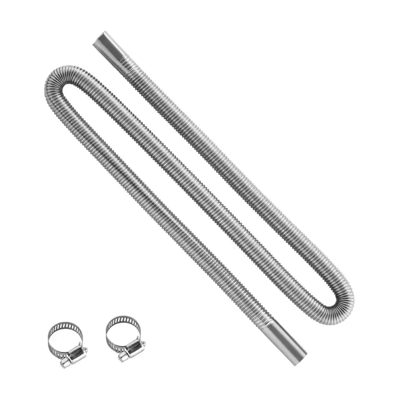 VEVOR Exhaust Hose, 58.7 inch Stainless Steel Exhausts Hose, Diesel Heater Flexible Exhaust Pipe with 2 Hose Clamps, Silver
