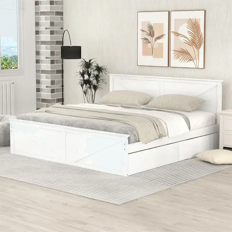 King Size Wooden Platform Bed