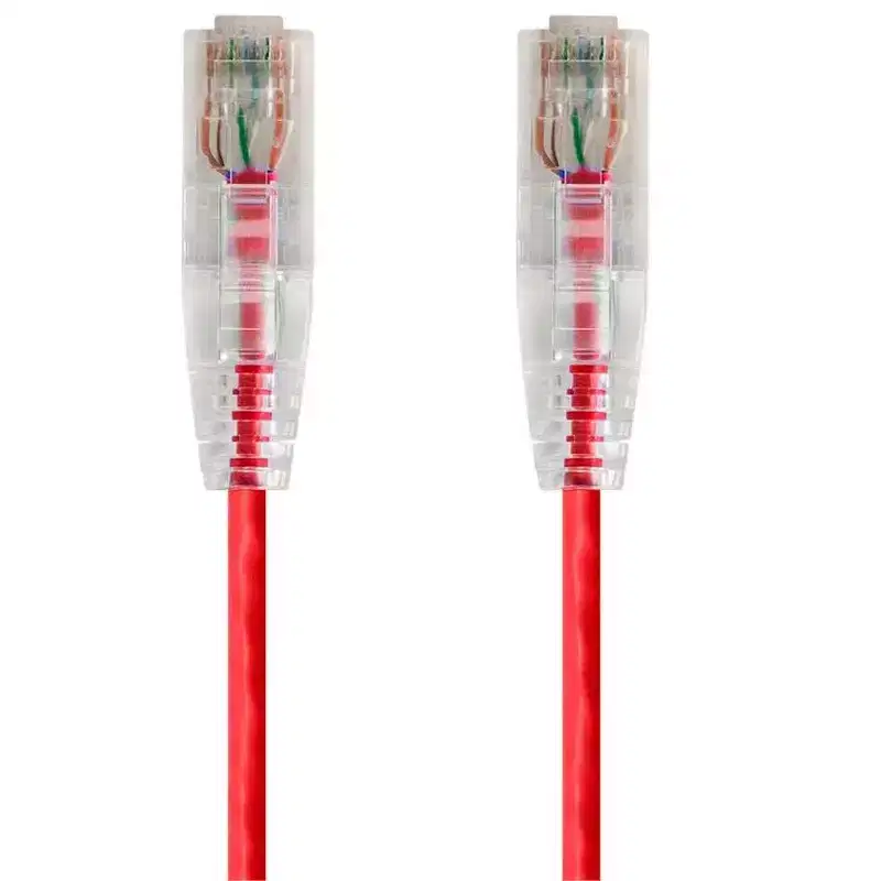 Monoprice Cat6 Ethernet Patch Cable - 7 feet - Red | Snagless RJ45 Stranded 550MHz UTP CMR Riser Rated Pure Bare Copper Wire 28AWG - SlimRun Series