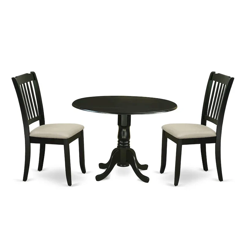East West Furniture Dinette Set- A Round Kitchen Table and Linen Fabric Parson Chairs, (Pieces & Finish Options)