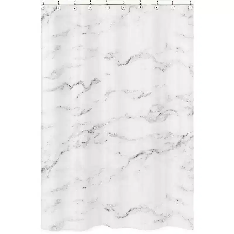 Sweet Jojo Designs Shower Curtain 72in.x72in. Marble Black, White and Grey