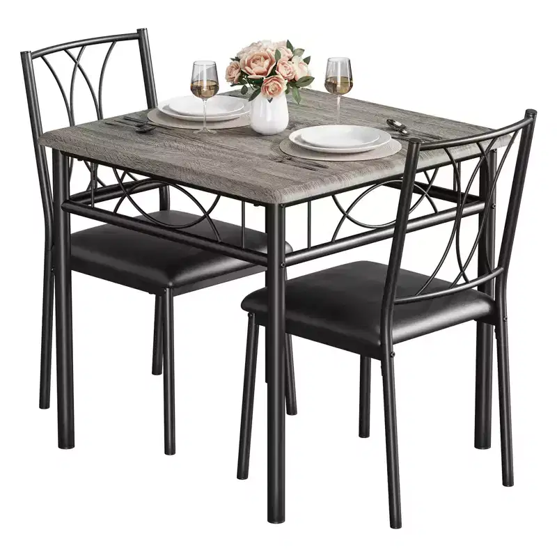 Dining Table Set for 2 with Cushion Chairs, 3 Piece Kitchen Table and Upholstered Chairs, Dinning Room Table Furniture Set for Kitchen Apartment