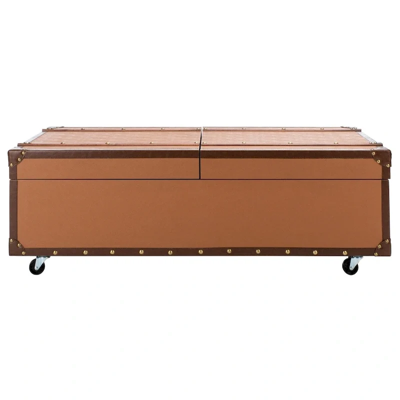 SAFAVIEH Terese Coffee Table Storage Trunk with Wine Rack - 47.2 W x 23.6 L x 15.4 H - 47Wx24Dx15H