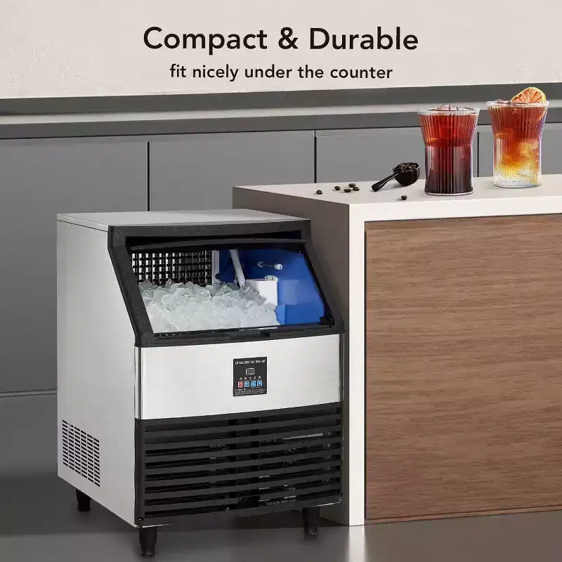 Acekool Commercial Ice Maker Machine, 320Lbs/24H Stainless Steel Under-Counter Ice Maker with 88Lbs Storage, Auto Clean for Restaurants & Bars