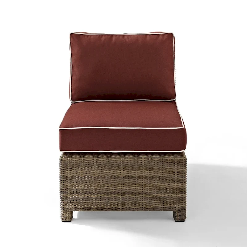 Crosley Bradenton Outdoor Wicker Sectional Center Chair with Sangria Cushions - 25 W x 31.5 D x 32.5 H