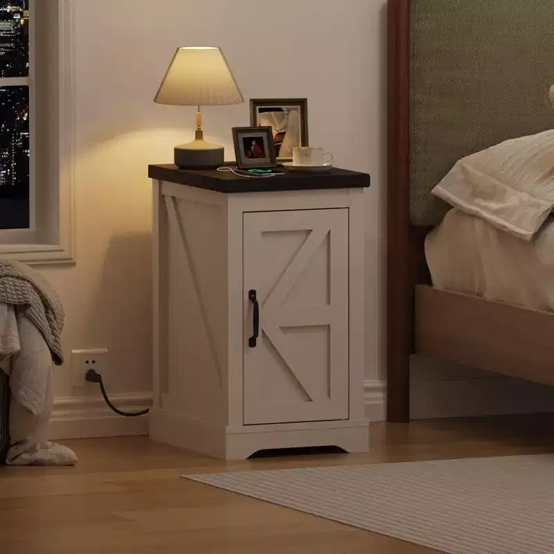 Rustic style drop-leaf side table Bedroom bedside table with adjustable shelves, suitable for modern bedside tables in both bedrooms and living rooms