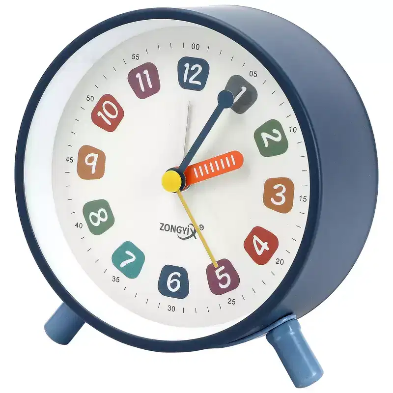 REGALWOVEN Metal Colorful Square Numbers Design Silent Non-Ticking Night Light Alarm Clock 3.7L x 1.7W x 4.1H 1 Pc