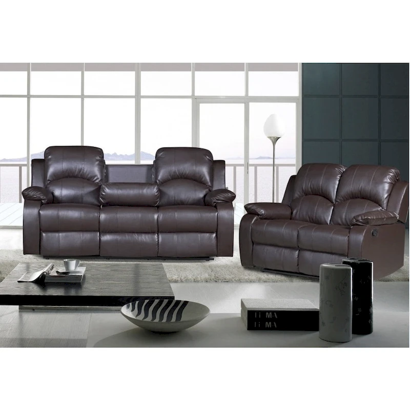 Nadia 2-piece Bonded Leather Recliner Sofa Loveseat Set
