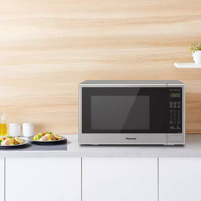 Panasonic 1.3 Countertop Microwave Oven Stainless Steel - SU696S: 1100 Watt, 23" Wide, Digital Display, Timer, Turntable