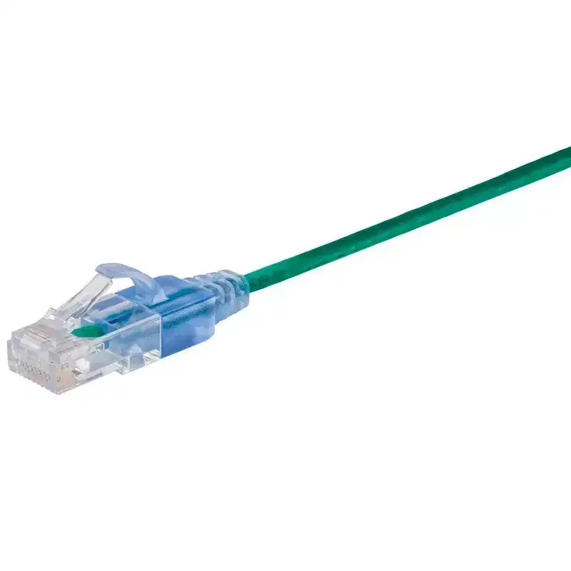 Monoprice SlimRun Cat6A Ethernet Patch Cable - Network Internet Cord - RJ45, Stranded, UTP, Pure Bare Copper Wire, 30AWG, 6in, Green, 10-Pack