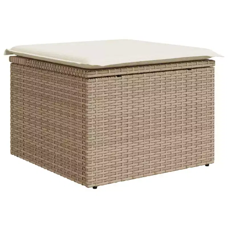 vidaXL Garden Stool Beige PE Rattan Medium UV-resistant materials