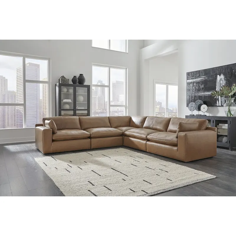 Signature Design by Ashley Emilia Medium Brown 5-Piece Sectional - 132W x 132D x 36H