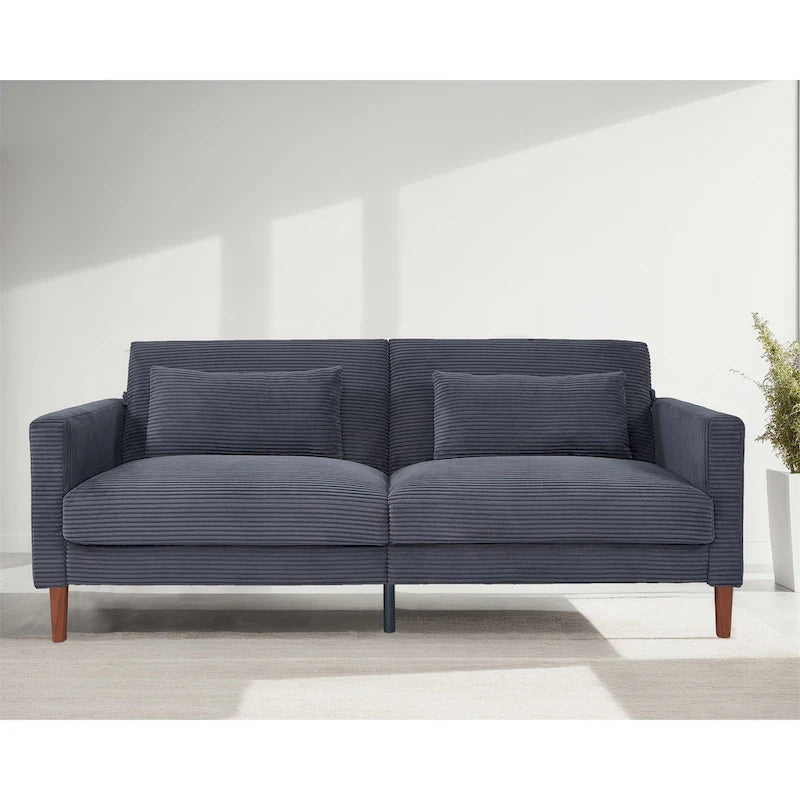 Couch Sofa, Corduroy Fabric Couches Loveseat Furniture with 2 Pillows for Living Room, Bedroom
