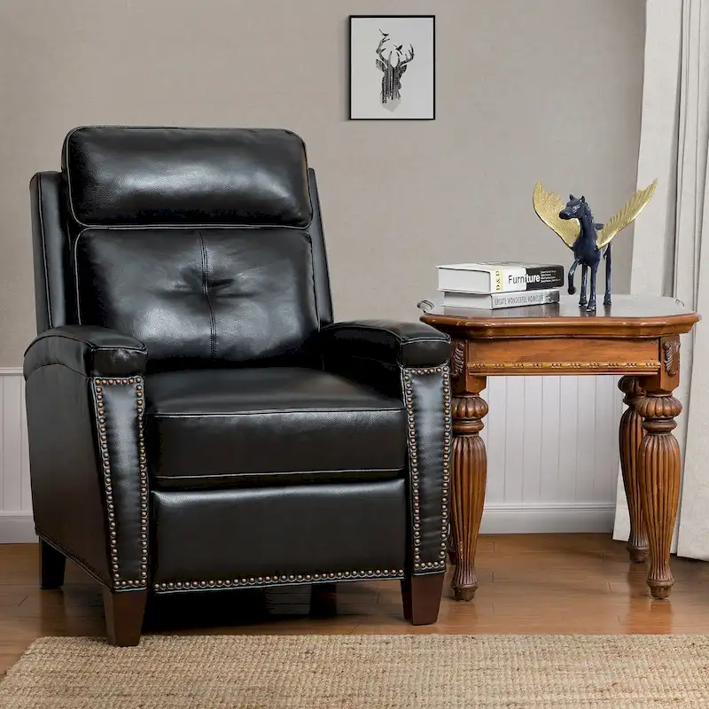 Gaspar Mid-Century Modern Pushback Recliner with Nailhead Trim by HULALA HOME