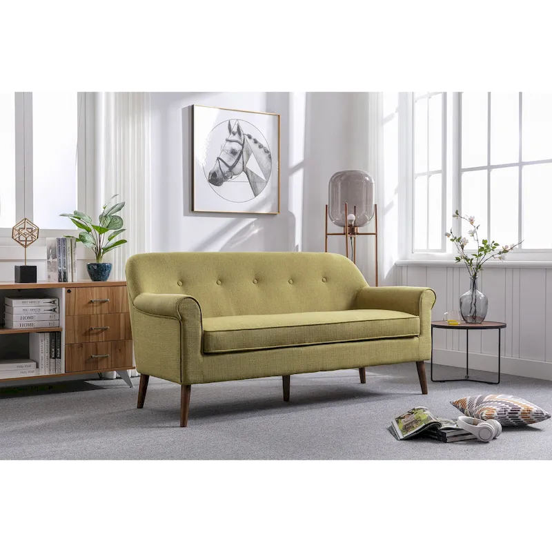 Porthos Home Ruth Loveseat Small Sofa Couch, Fabric, Rubberwood