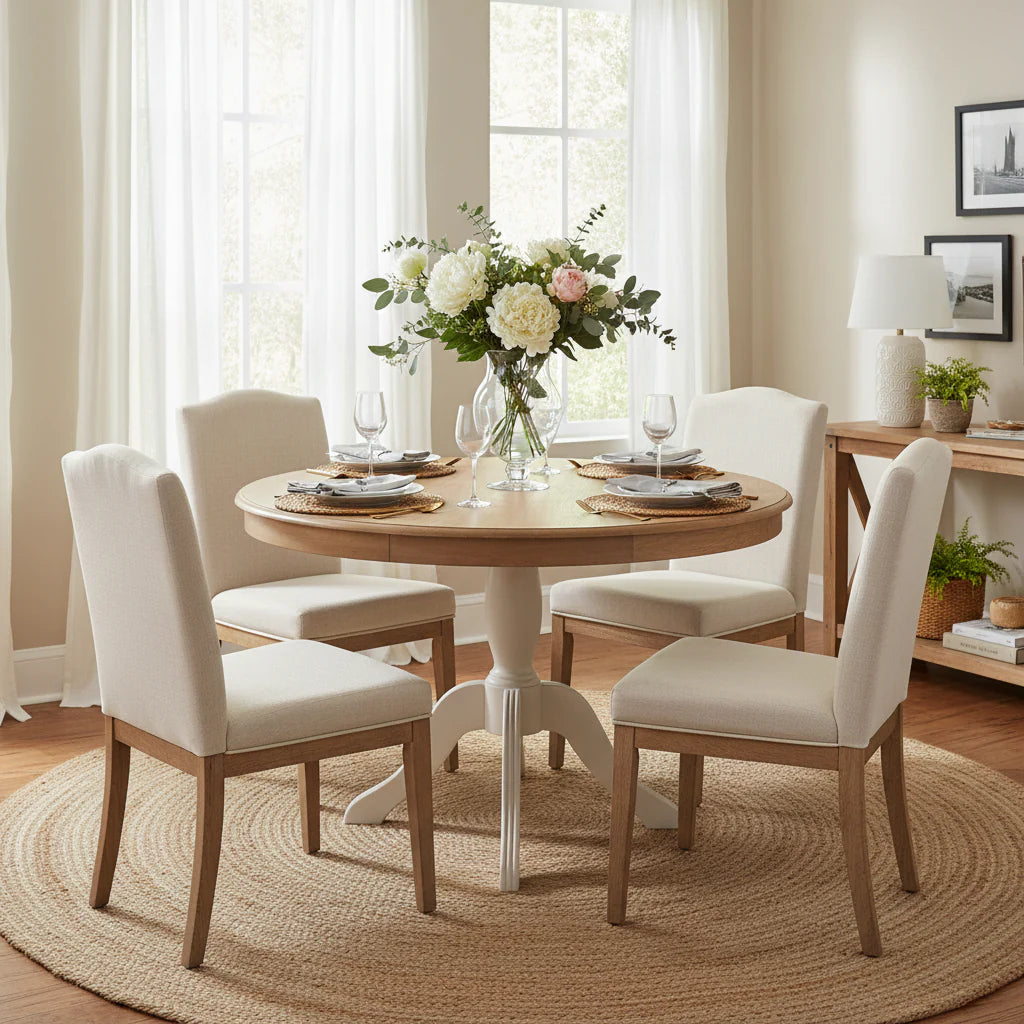 Round Solid Wood Pedestal Table