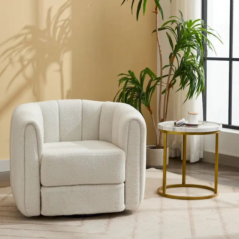 Swivel Accent Barrel Chair, Modern Round Armchairs with Upholstered, Comfy Swivel Accent Chair