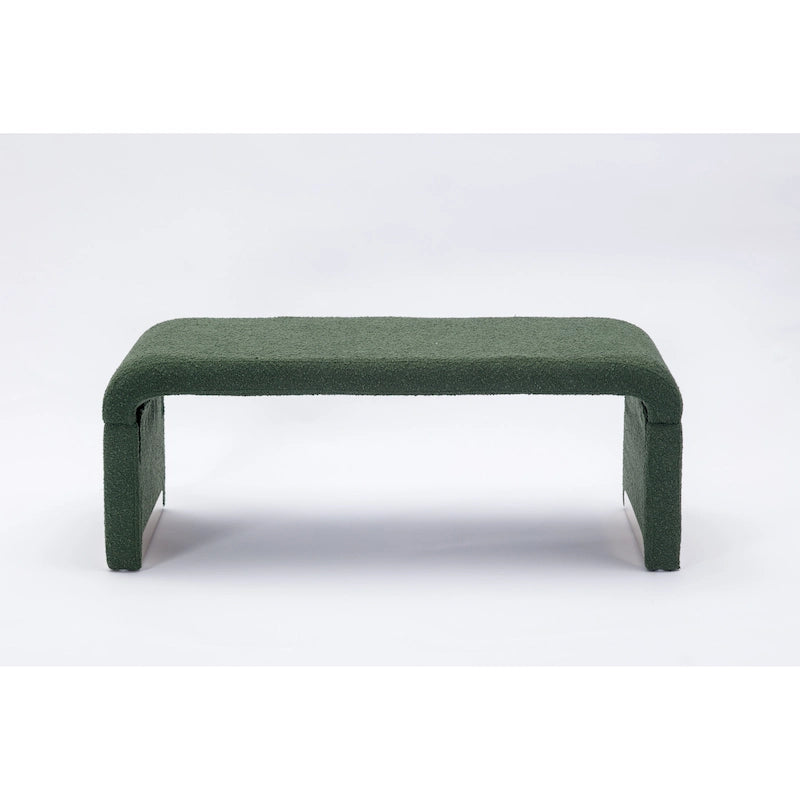 Multi-Color Boucle Fabric Bench Ottoman with Gold Metal Legs for 1–2 Person