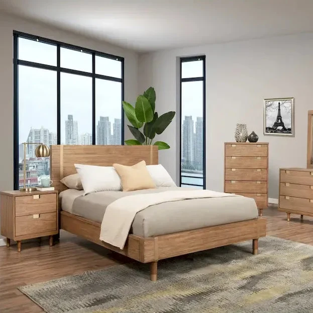 Wood Platform Bed in Sand (Beige)