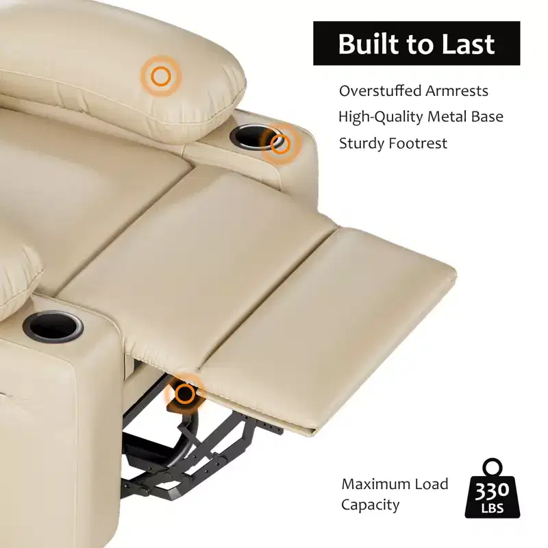 COZONY Recliner Chair with 360 Swivel Rocker, PU Leather Lazy Chair with Cup Holders for Living Room