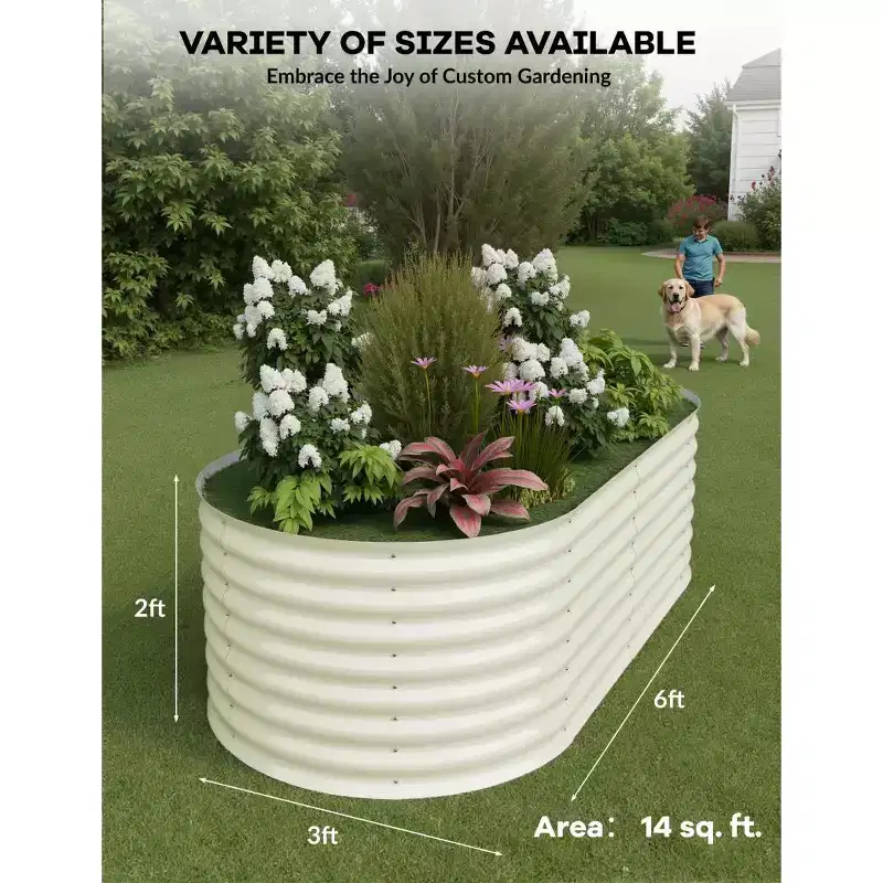 2 Pack Steel Raised Garden Bed,Metal Deep Root Planter Box for Vegetables Flowers Herbs,Large Oven Garden Planting Bed,Easy Assembly