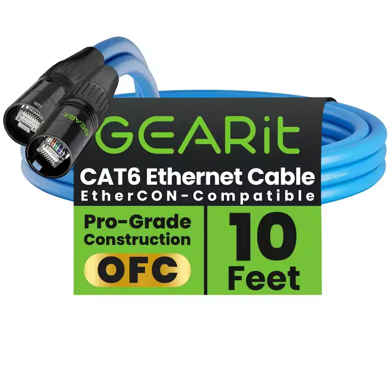 GEARit CAT6 Shielded EtherCON Cable for Pro Audio, Blue