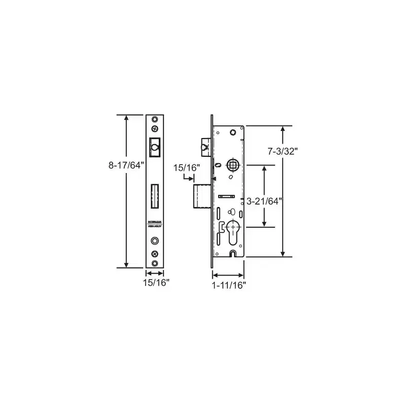Brixwell Optimum Single Point Lock Box, Stainless Steel Material, 8-17/64 Face Plate Height, 15/16 Face Plate Width, Gray Finish