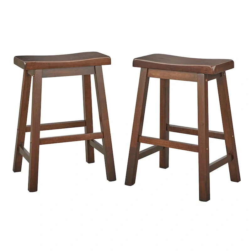 Simple Living Jalen Solid Wood 24-inch Saddle Stool (Set of 2)