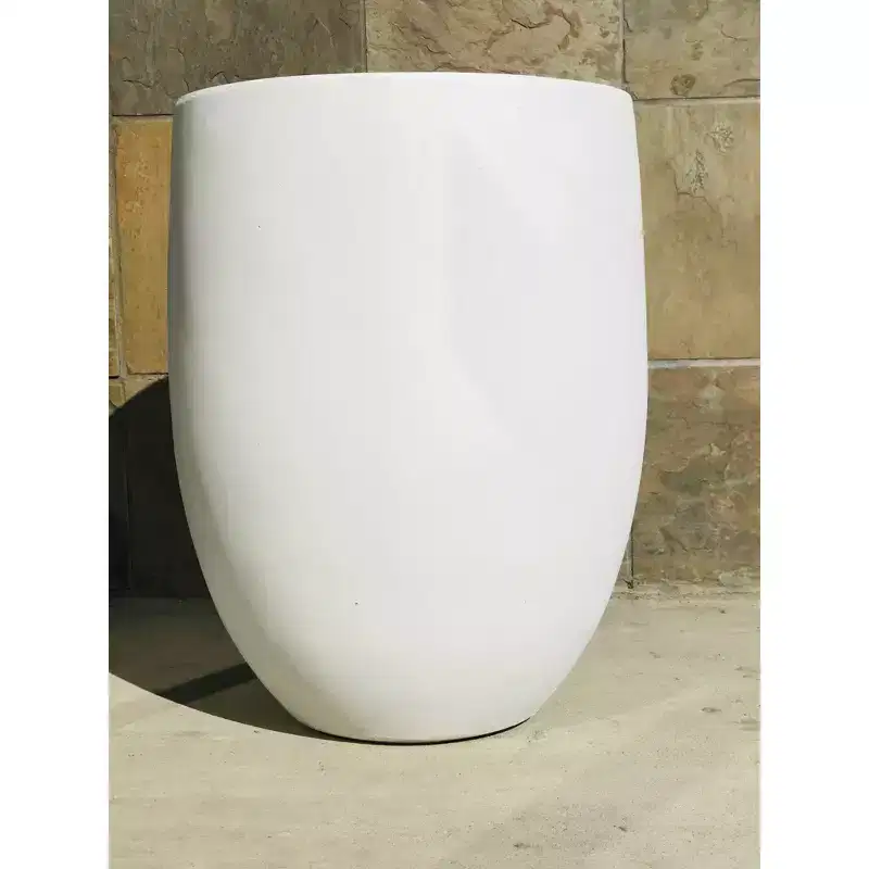 Rosemead Home & Garden, Inc. - 17" Wide Lightweight Concrete Outdoor Bowl Decorative Planter Pure White: Modern Design, Ecofriendly Materials
