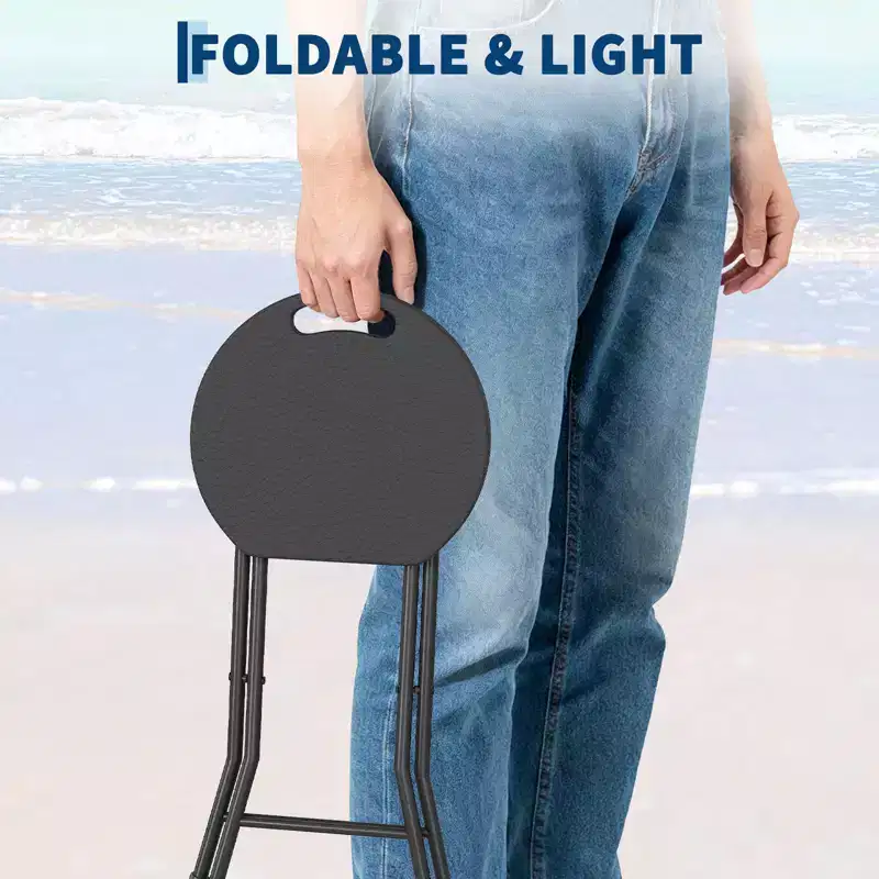 2 Pcs Folding Stool Chair with Handle, Non-Slip Feet, 600Lbs Capacity, Indoor and Outdoor Foldable Stool for Adults, for Dorm, Kitchen, Vanity